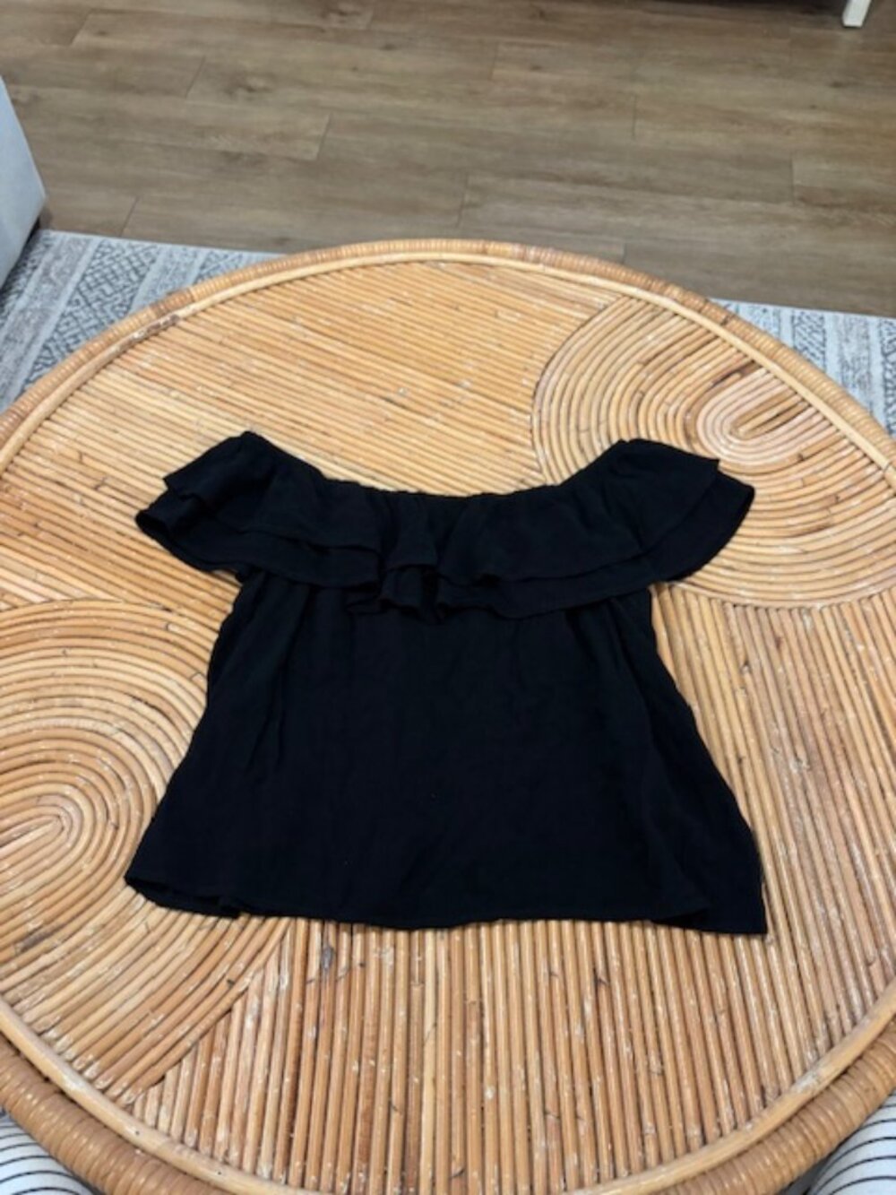 Black Ruffle Off the Shoulder Top - Picture 5 of 5